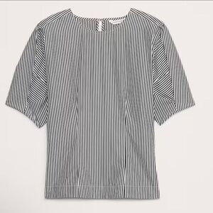 Banana Republic Factory navy stripe poplin puff sleeve blouse size 6